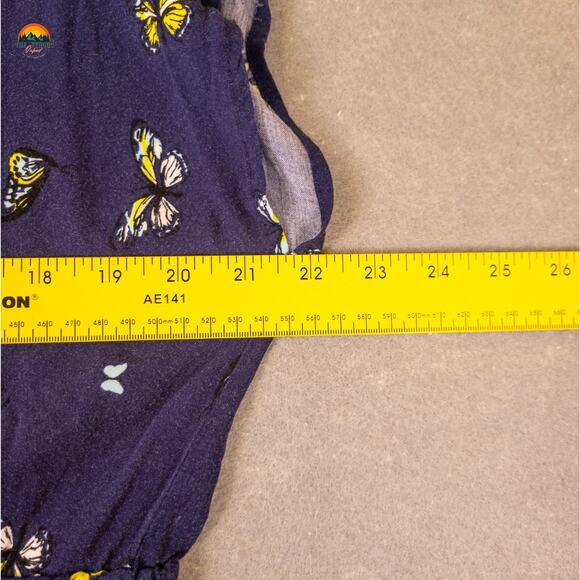 Torrid Fit & Flare Dress Blue Cap Sleeve Butterfly Print Cottage Women's Size 2 - Picture 6 of 11